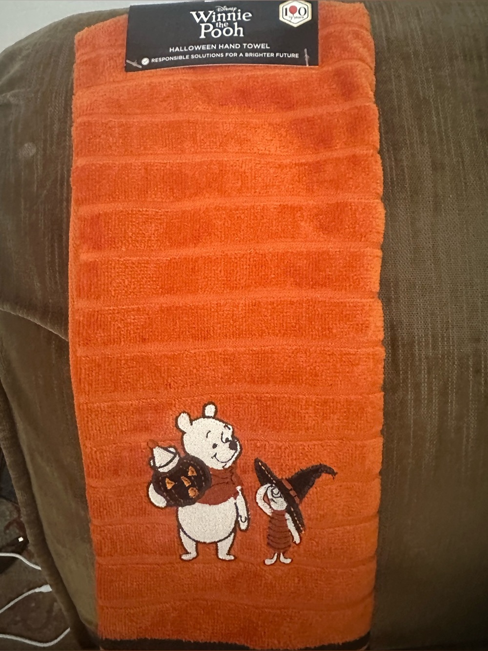 Winnie the Pooh and Piglet Orange Halloween hand towel New